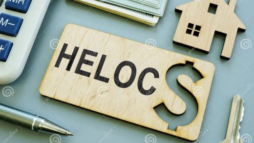 Plank with Sign HELOC Home Equity Line of Credit Stock Image Image of