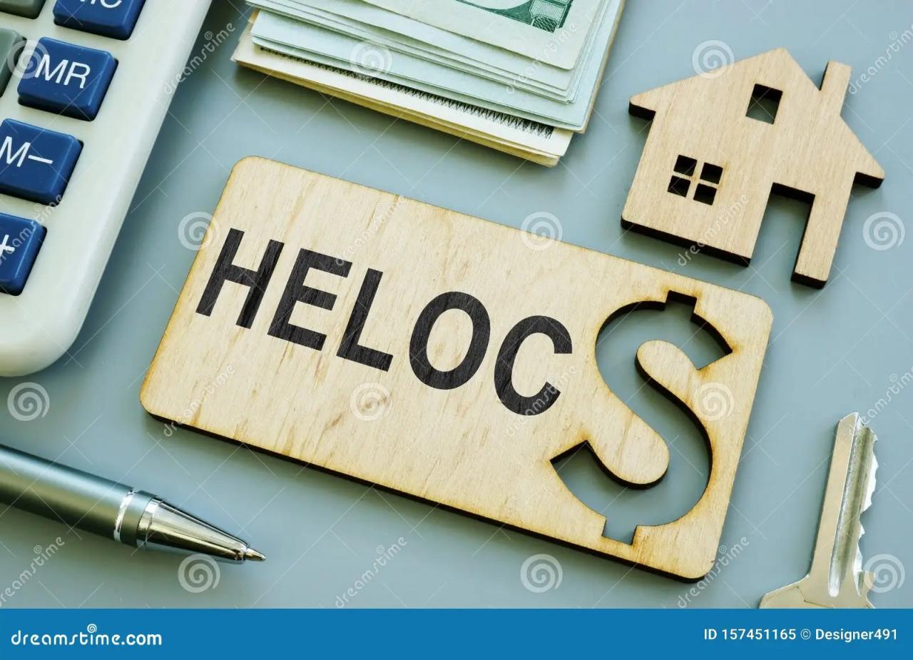 Plank with Sign HELOC Home Equity Line of Credit Stock Image Image of